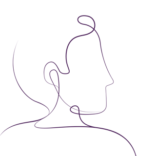 Purple line-drawing, the outline of profile headshot